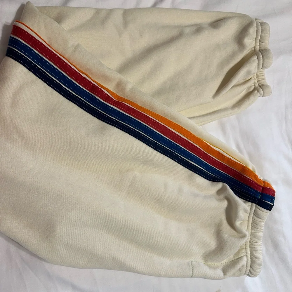 Aviator Nation 5 STRIPE SWEATPANTS - VINTAGE WHITE RAINBOW - Picture 4 of 5